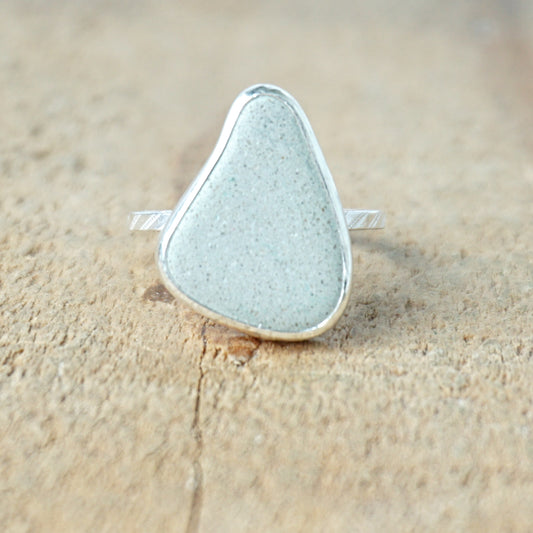 Size 7 1/4 Light Grey Sea Pottery Stacking Ring