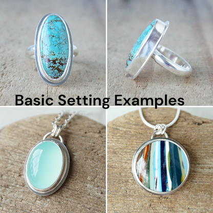 Examples of ring and pendant styles available for custom orders