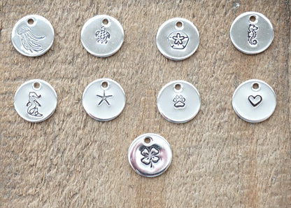 Hand Stamped Turtle Charm Necklace with Sea Glass and Freshwater Pearl