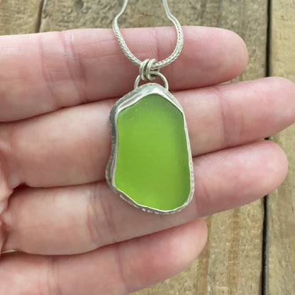 Lime Green Sea Glass Pendant