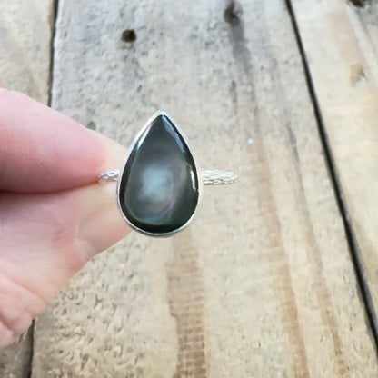 Size 8 Grey Mother of Pearl Stacking Ring