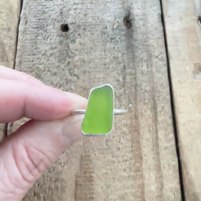 Size 8 Lime Green Sea Glass Stacking Ring