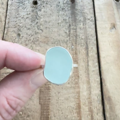 Size 6 Soft Aqua Blue Sea Glass Stacking Ring