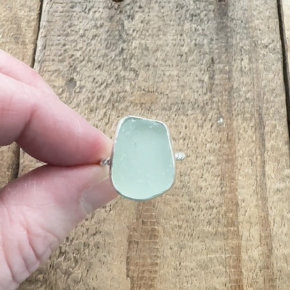 Size 7 1/2 Seafoam Green Sea Glass Stacking Ring