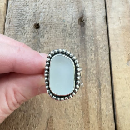 Size 8 1/2 Light Lavender Sea Glass Statement Ring