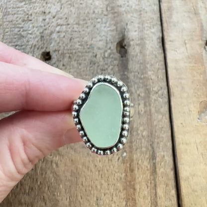 Size 8 1/2 Seafoam Green Sea Glass Statement Ring