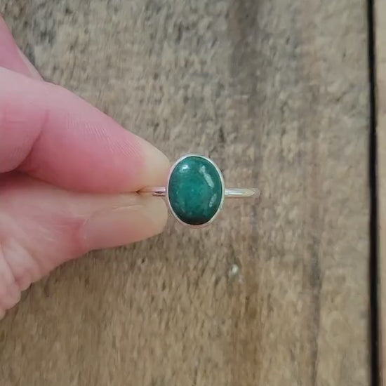 Size 6 Chrysocolla Stacking Ring - Chrysocolla Ring, Chrysocolla Jewelry, Stacking Jewelry, Stacker Ring, Sterling Silver Ring Jewelry