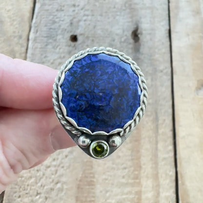 Size 9 Cobalt Blue Monarch Opal Statement Ring