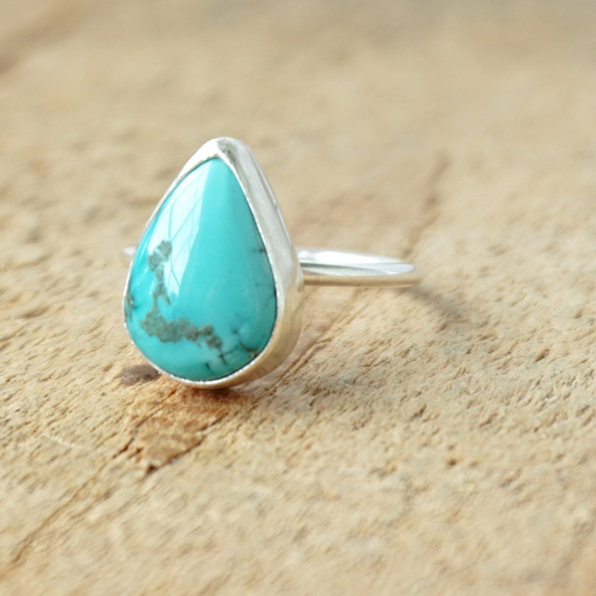 Size 7 Hubei Turquoise Stacking Ring - Turquoise Ring, Turquoise Jewelry, Stacking Jewelry, Stacker Ring, Sterling Silver Ring Jewelry