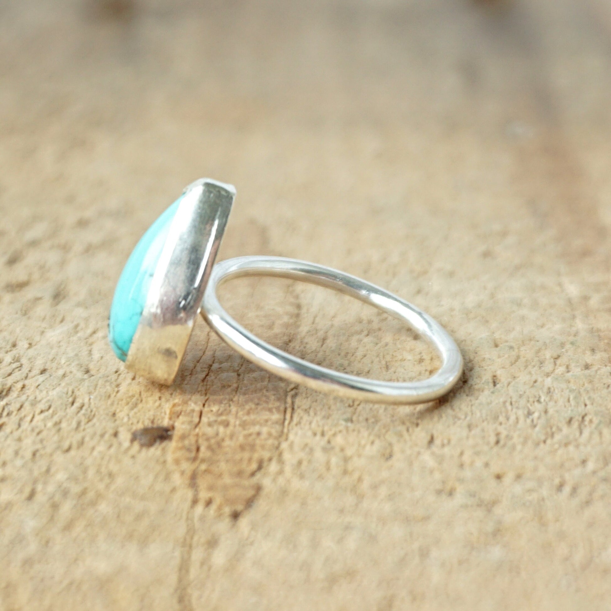 Size 7 Hubei Turquoise Stacking Ring - Turquoise Ring, Turquoise Jewelry, Stacking Jewelry, Stacker Ring, Sterling Silver Ring Jewelry