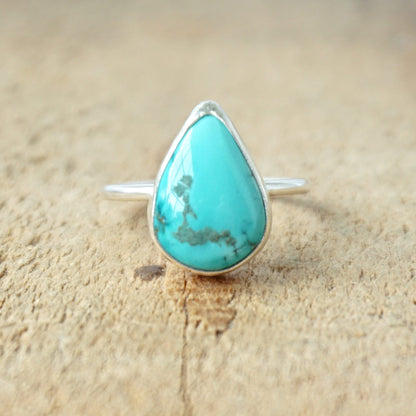 Size 7 Hubei Turquoise Stacking Ring - Turquoise Ring, Turquoise Jewelry, Stacking Jewelry, Stacker Ring, Sterling Silver Ring Jewelry