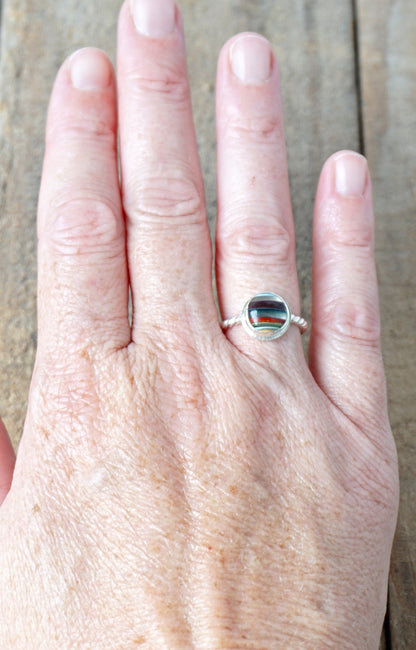 Size 6 Surfite Stacking Ring - Surfite Jewelry, Layering Jewelry, Surfite Stacker, Upcycled Resin Ring, Surfboard Resin Ring