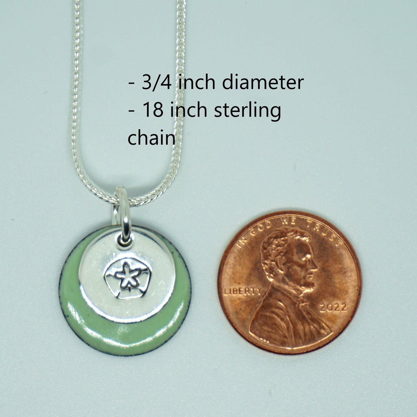 Hand Stamped Sterling Silver Sand Dollar on Enamel Pendant - Choose Your Color - Enamel Necklace
