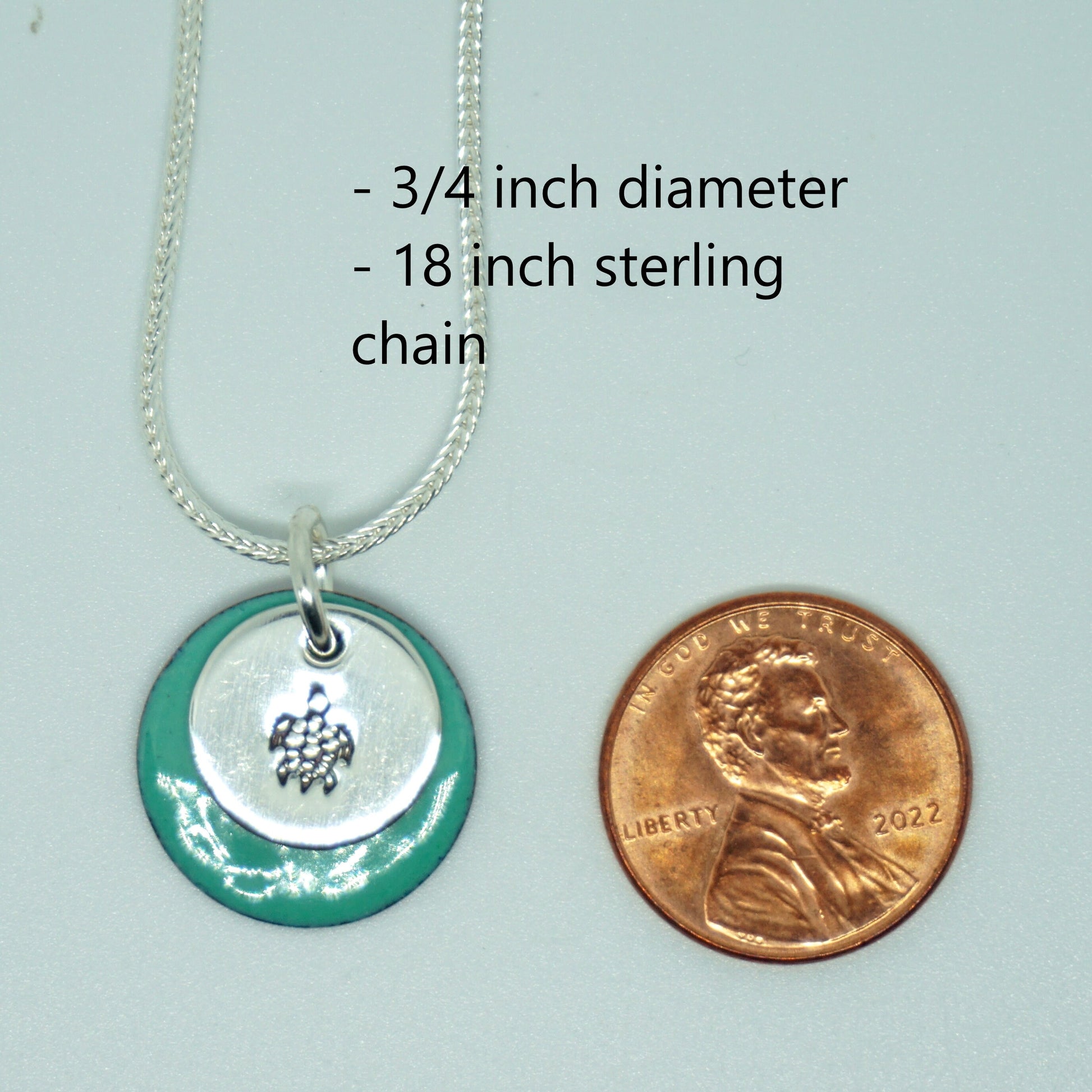 Hand Stamped Sterling Silver Turtle on Enamel Pendant - Create Your Own - Enamel Jewelry, Enamel Necklace, Turtle Jewelry, Turtle Necklace