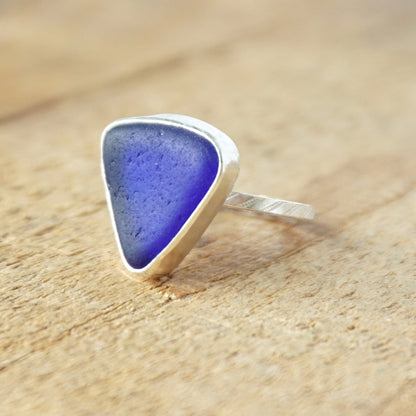 Size 6 1/4 Cobalt Blue Sea Glass Stacking Ring - Genuine Sea Glass, Natural Sea Glass, Beach Glass Ring, Stacking Jewelry, Stacker Ring
