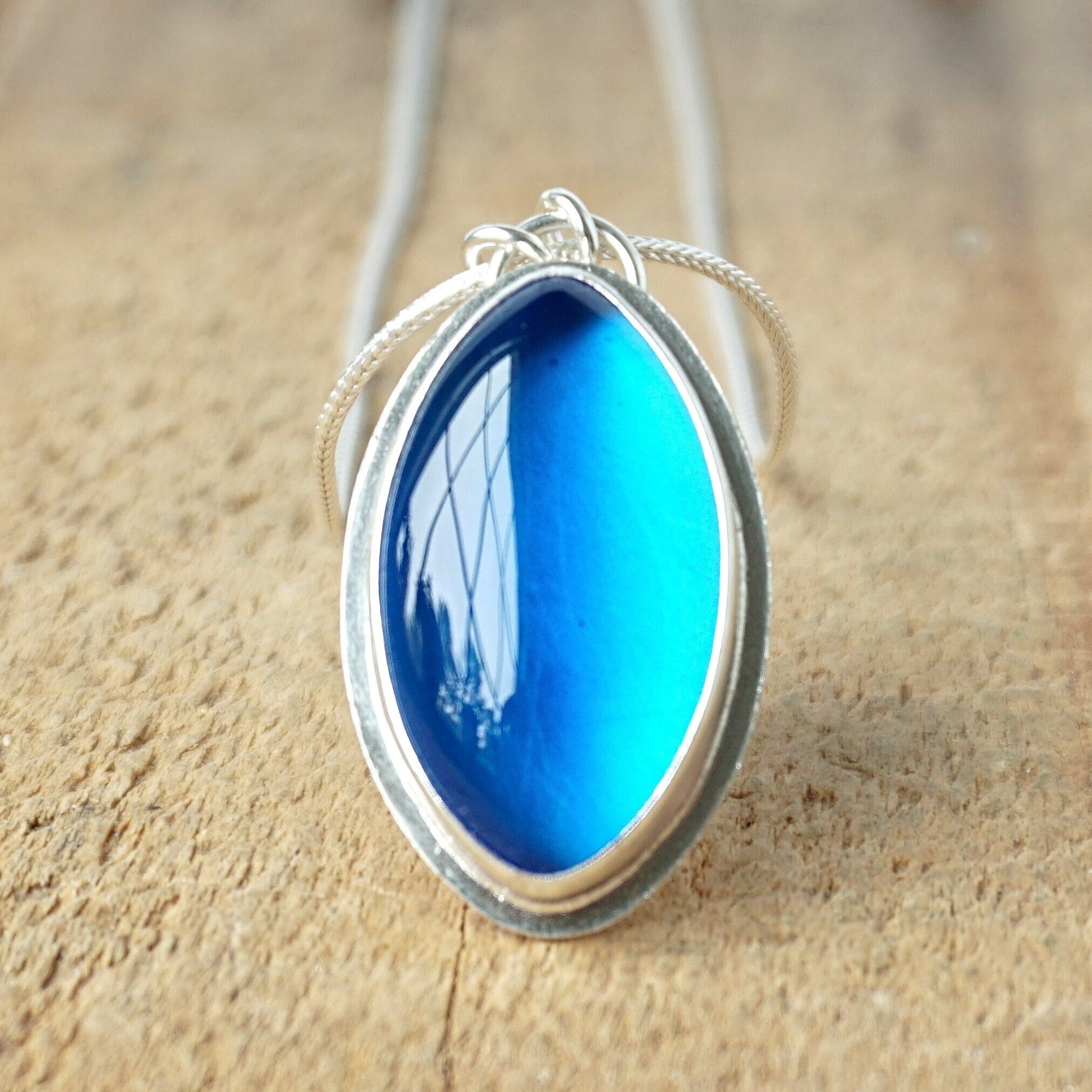Dark Aqua Blue Antique Glass Pendant - Glass Jewelry, Glass Necklace, Insulator Glass, Boho Necklace, Boho Jewelry