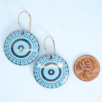Copper Accents on Robin's Egg Blue Enamel Teardrop Earrings - Enamel Jewelry, Statement Earrings, Copper Earrings, Copper Jewelry
